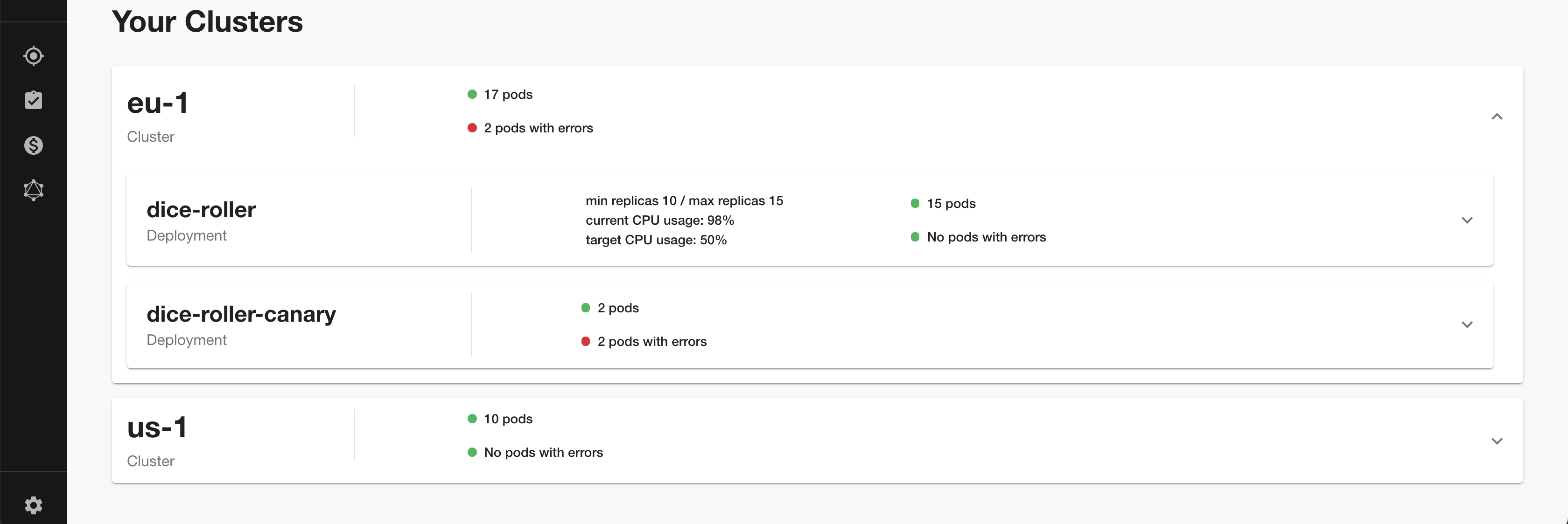 Autoscaling limits screen in Backstage Kubernetes plugin