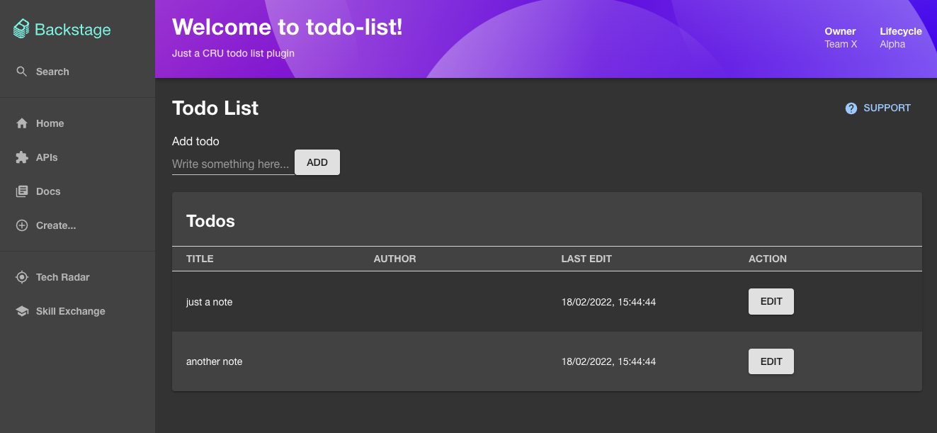 Todo List plugin page